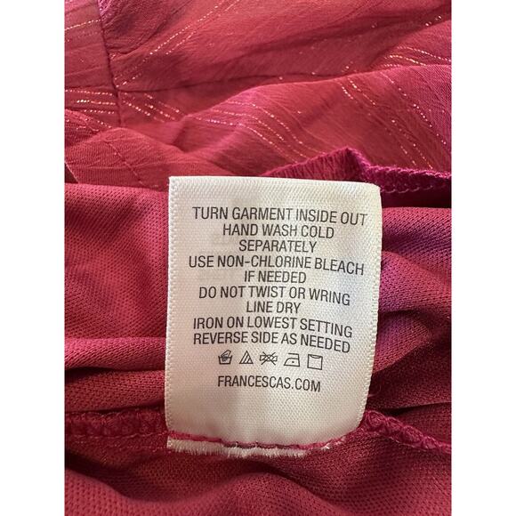 NWT Francesca’s Off The Shoulder Red Wine Shimmer Mini Ruffle Dress Size Medium - Picture 15 of 16